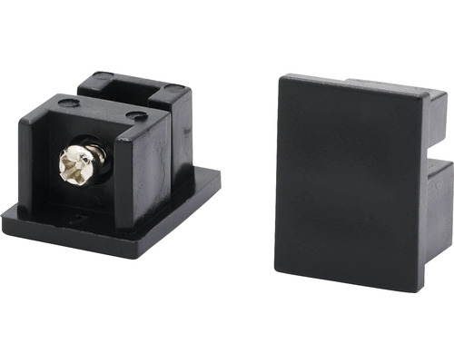 Schwarzer Endstopfen und Halterung für LED-Schienen