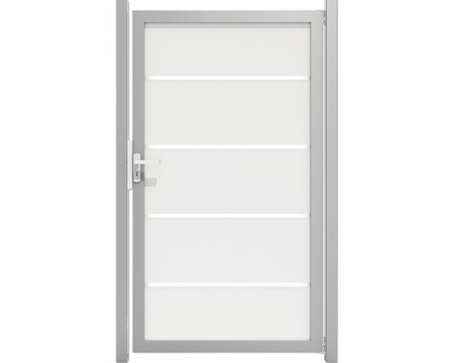 Portillon simple GroJa Belfort gauche cadre aluminium 100 x 180 cm larges rayures