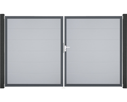 Portillon double GroJa BasicLine droite cadre anthracite 300 x 180 cm gris argent