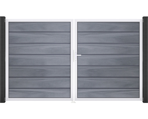 Portillon double GroJa Flex Grande Premium droite cadre aluminium 300 x 180 cm gris pierre