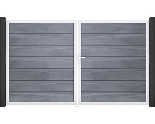 Doppeltor GroJa Flex Grande Premium rechts vormontiert ohne Pfosten Rahmen Aluminium 300 x 180 cm steingrau