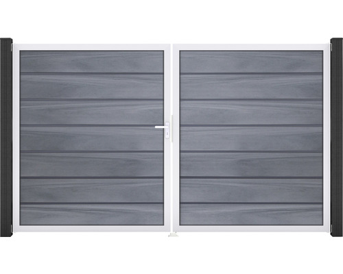 Portillon double GroJa Flex Grande Premium gauche cadre aluminium 300 x 180 cm gris pierre