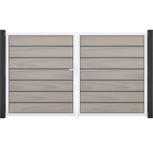 Portail double avec lames horizontales imitation bois