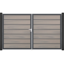 Portail double en métal avec aspect bois