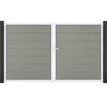 Portail double en aluminium avec des lamelles horizontales