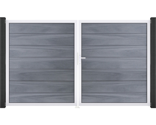 Portillon double GroJa Flex Grande droite cadre aluminium 300 x 180 cm gris pierre