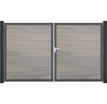 Portail double avec planches horizontales et cadre métallique