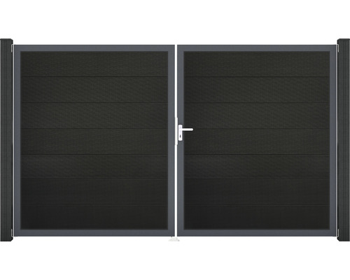 Portillon double GroJa Flex Grande droite cadre anthracite 300 x 180 cm noir