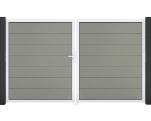 Doppeltor GroJa Flex Grande links vormontiert ohne Pfosten Rahmen Aluminium 300 x 180 cm grau