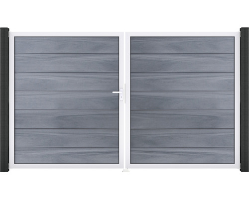 Portillon double GroJa Flex Grande gauche cadre aluminium 300 x 180 cm gris pierre
