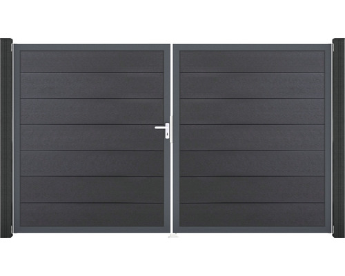 Portillon double GroJa Flex Grande à gauche prémonté sans poteaux cadre anthracite 300 x 180 cm anthracite