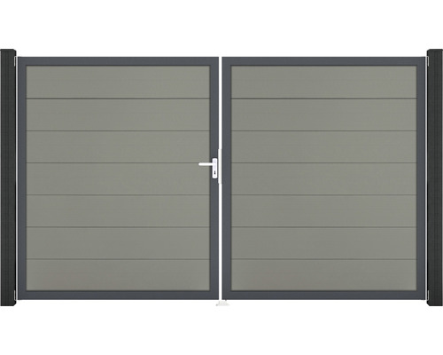 Portillon double GroJa Flex Grande gauche cadre anthracite 300 x 180 cm gris