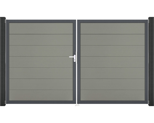 Portillon double GroJa Flex Grande à gauche prémonté sans poteaux cadre anthracite 300 x 180 cm gris