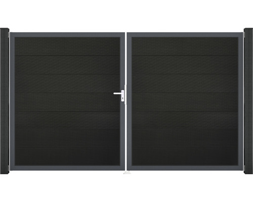 Portillon double GroJa Flex Grande gauche cadre anthracite 300 x 180 cm noir