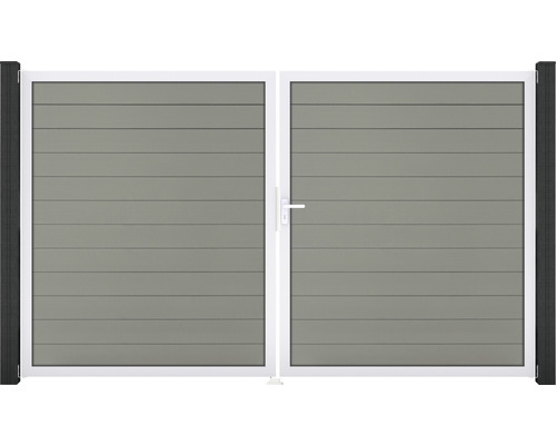 Portillon double GroJa Flex à droite prémonté sans poteaux cadre aluminium 300 x 180 cm gris