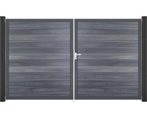 Portillon double GroJa Flex à droite prémonté sans poteaux cadre anthracite 300 x 180 cm gris pierre