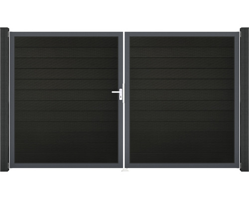 Doppeltor GroJa Flex links vormontiert ohne Pfosten Rahmen anthrazit 300 x 180 cm schwarz