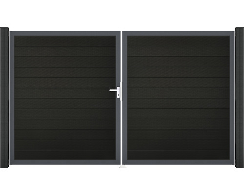 Portillon double GroJa Flex à gauche prémonté sans poteaux cadre anthracite 300 x 180 cm noir