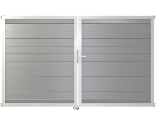 Portillon double GroJa Lumino droite cadre aluminium 300 x 180 cm gris argent