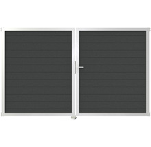 Doppeltor mit horizontalen Paneelen und Griff