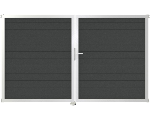 Portillon double GroJa Lumino à droite prémonté sans poteaux cadre aluminium 300 x 180 cm anthracite