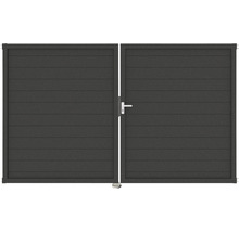 Doppeltor aus Aluminium mit horizontalen Lamellen und Griff
