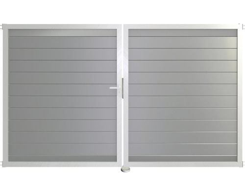 Portillon double GroJa Lumino gauche cadre aluminium 300 x 180 cm gris argent