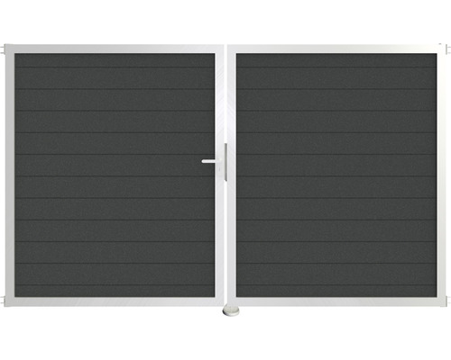 Doppeltor GroJa Lumino links vormontiert ohne Pfosten Rahmen Aluminium 300 x 180 cm anthrazit