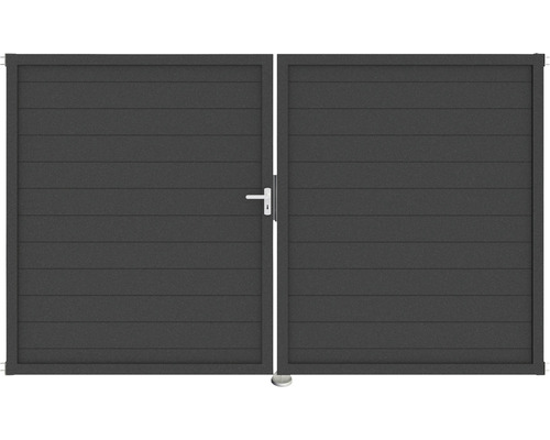 Portillon double GroJa Lumino à gauche prémonté sans poteaux cadre anthracite 300 x 180 cm anthracite