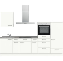 Cuisine complète nobilia elements avec appareils Urban 300 cm blanc alpin mat prémontée variante à droite 4004539037274
