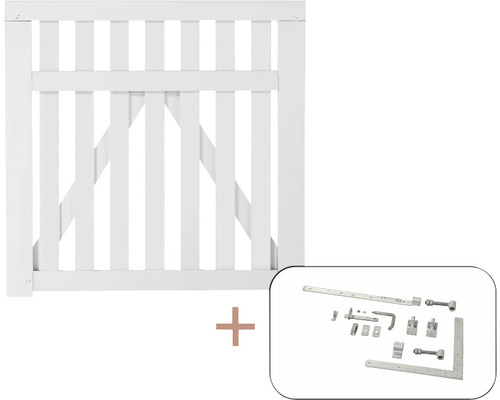 Portillon de jardin blanc avec ferrures