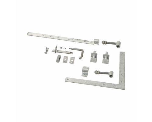 Torbandset mit verschiedenen Beschlägen und Zubehörteilen aus Metall