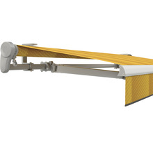 Gelbe Markise mit grauer Mechanik