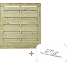 Clôture en bois avec ferrures pour portails de jardin