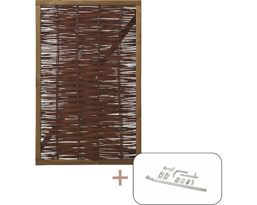 Sichtschutzelement aus Weide mit Holzrahmen inklusive Beschlag