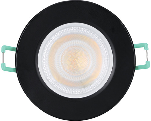 Spot encastrable avec cache rond noir et ampoule LED