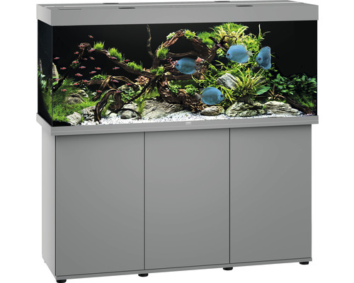 Kit complet d'aquarium JUWEL Rio 450 SBX avec éclairage LED, chauffage, filtre et meuble bas gris