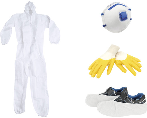 Malerschutzset mit Maleroverall, Handschuhe, Staubschutzmaske 6- teilig-0