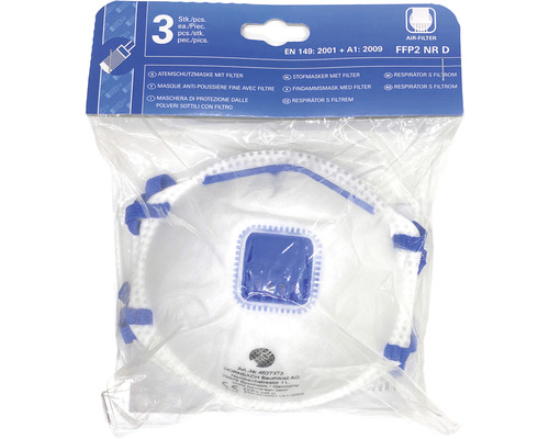 Masques respiratoires FFP2 avec filtre, 3 pièces, emballés