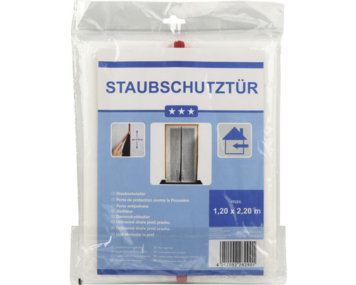 Staubschutztür in Verpackung, maximal 1,20 Meter mal 2,20 Meter