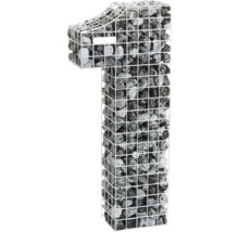 Gabion en forme de chiffre un rempli de pierres