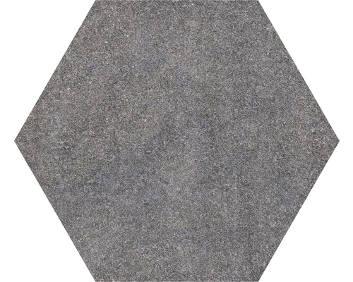 Dalle de terrasse en grès cérame fin Hexagon Basalto bord rectifié 60 cm x 52 cm x 2 cm Carreau de sol hexagonal aspect pierre