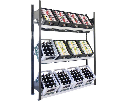Support pour caisses à bouteilles, étagère de base pour caisses de boissons Schulte 1800x1300x300 mm