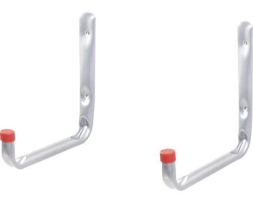Deux supports d''outils en métal avec trous de vis et capuchon rouge