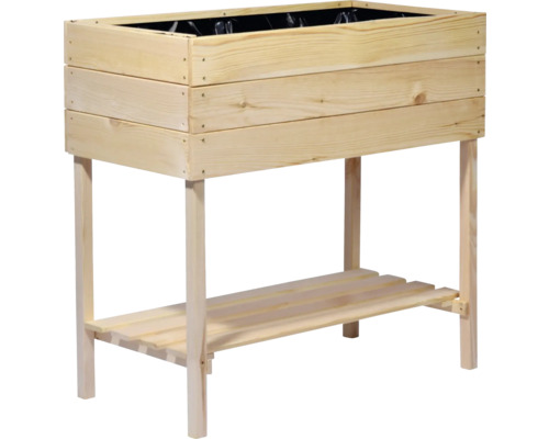 Jardinière sur pieds en bois avec espace de rangement