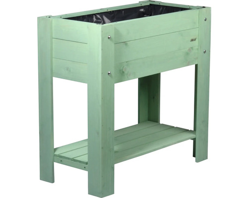 Jardinière sur pieds en bois avec étagère