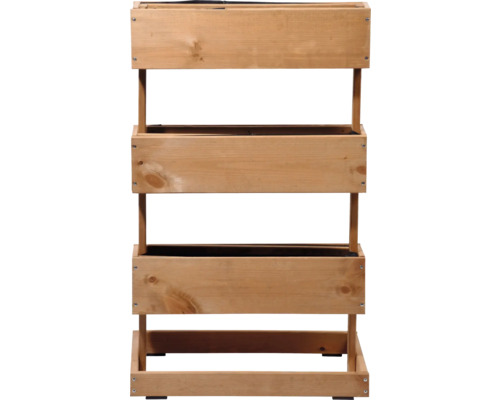 Jardinière surélevée en bois avec trois bacs à plantes