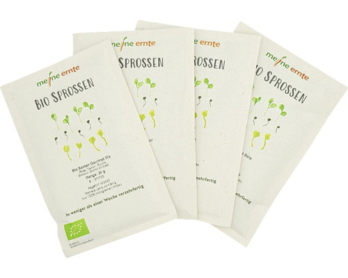Quatre paquets de graines germées biologiques Meine Ernte, mélange gourmet