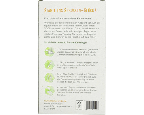 Anleitung zum Sprossenziehen auf einer Verpackung