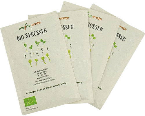 Quatre paquets de graines d''alfalfa pour graines germées biologiques Meine Ernte